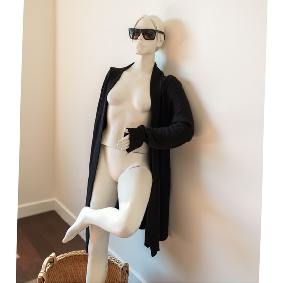 RtA Open Front Distressed Sweater Cardigan, Black, Size Small - Picture 3 of 6